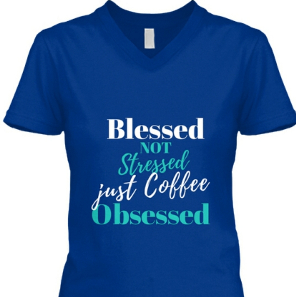 Blue Vneck Short Sleeve Tshirt